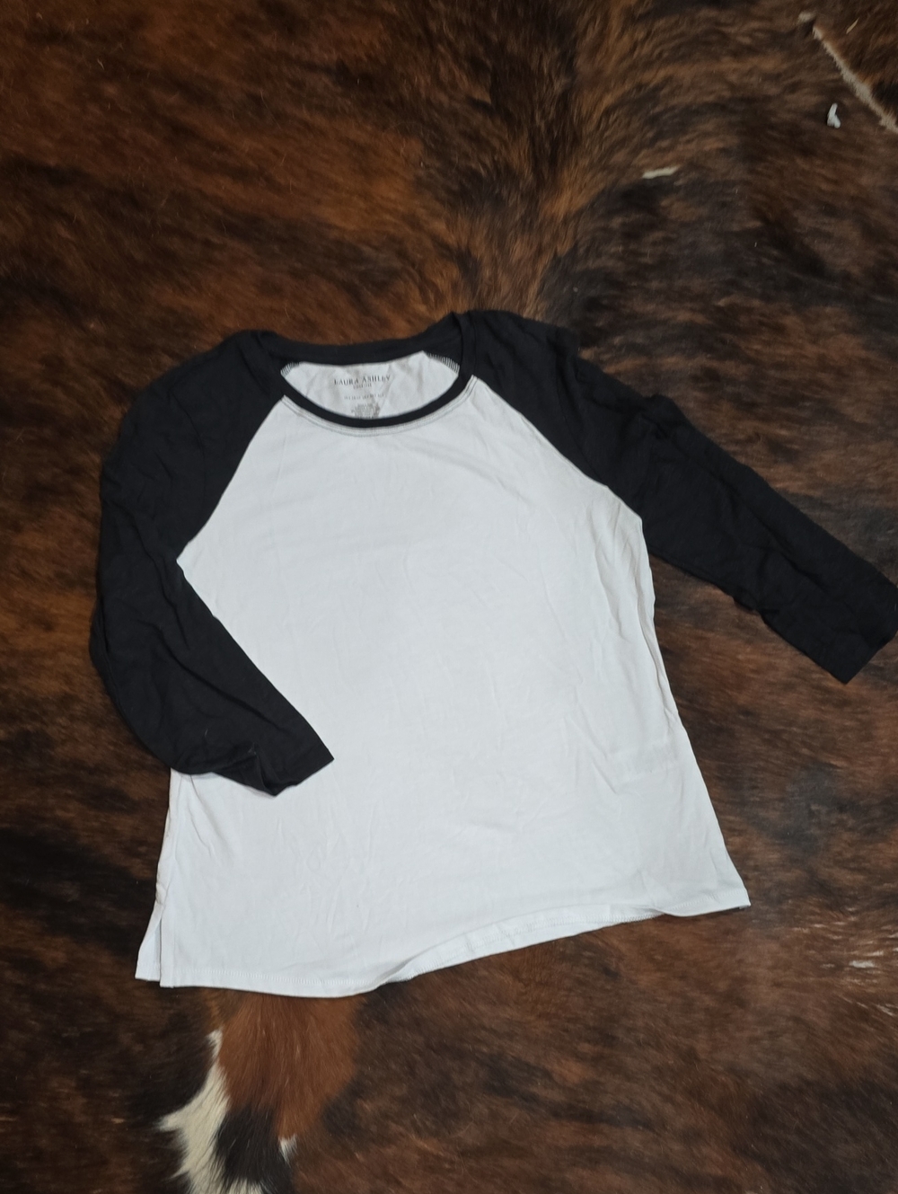Laura Ashley Black & White Raglan Base Ball Tee